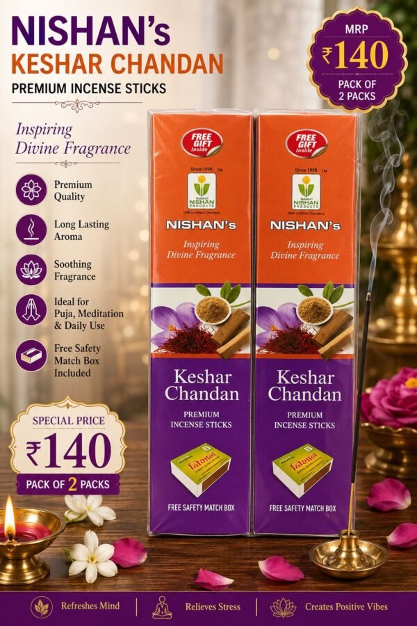 Nishan’s Keshar Chandan Premium Incense Sticks – Pack of 2