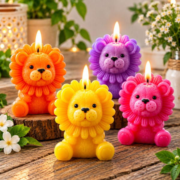 Tripti Mart Cute Lion Candle Gift Set – 4 Pieces
