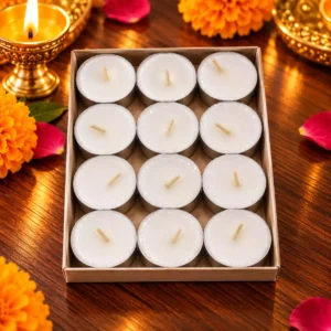 Pearl Glow White Tealight Candles – Pack of 12 - Image 2