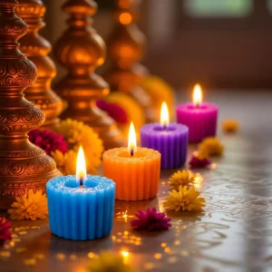 Tripti Mart Sparkle Glow Multicolour Decorative Candles – Pack of 4 - Image 1