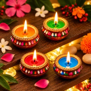 Multicolour Festive Ghot Candles for Diwali, Puja & Home Decor - Image 1