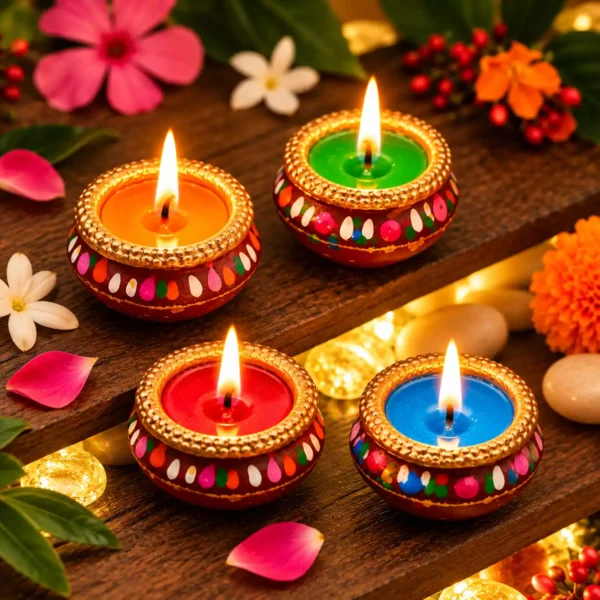 Multicolour Festive Ghot Candles for Diwali, Puja & Home Decor