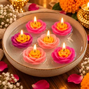 Blooming Rose Decorative Flower Candles - Image 1