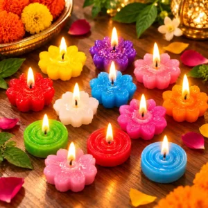 Floral Rose Candles Set – 12 Pieces - Image 1