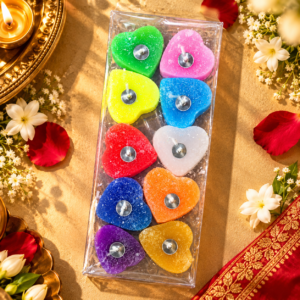 Glitter Heart-Shaped Tealight Candles Set – 10 Pieces - Image 2