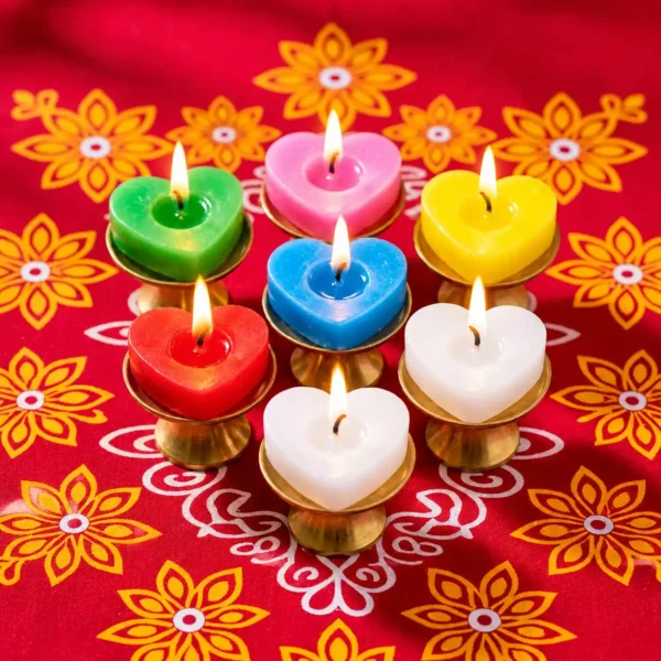 Glitter Heart-Shaped Tealight Candles Set – 10 Pieces