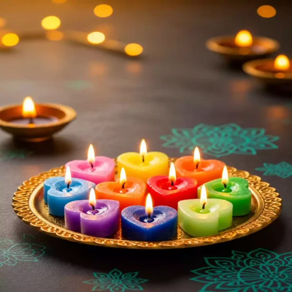 Multicolour Festive Candle Set for Diwali, Puja & Home Decor– 10 Pieces