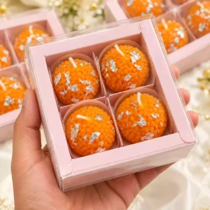 Tripti Mart Festive Ladoo-Shaped Decorative Candle Set – 4 Pieces - Image 2