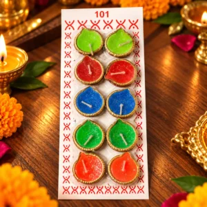 Glitter Royal Teardrop Diya Candles Set – 10 Pieces - Image 2
