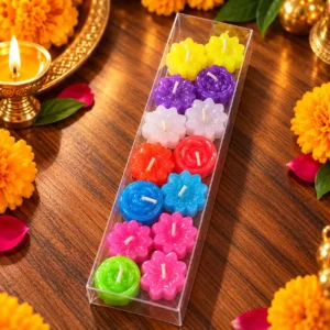 Floral Rose Candles Set – 12 Pieces - Image 2
