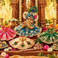 Golden Laddu Gopal Altar Display